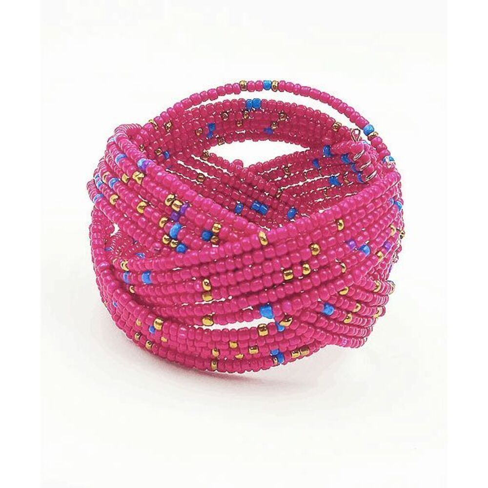 Ladies Pink Beaded Bracelet - Picture 2 of 2